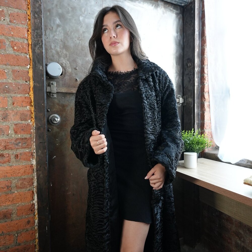 Vintage Keska Black Persian Lamb Fur Coat – Full Length Luxe Maxi
